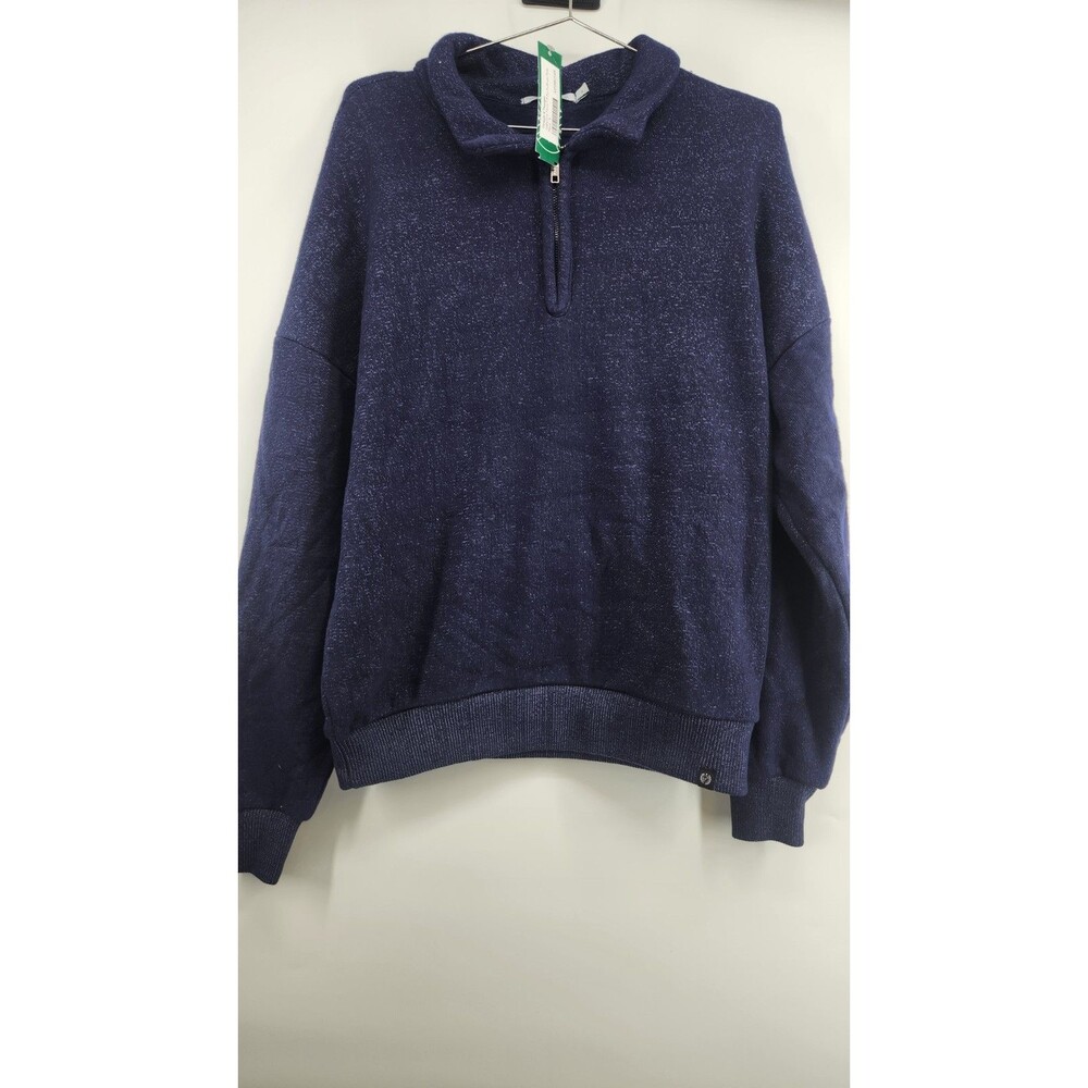 Threads 4 Thought‎ Men's Small Navy Blue Gabe Eco Terry Quarter Zip Pullover NWT